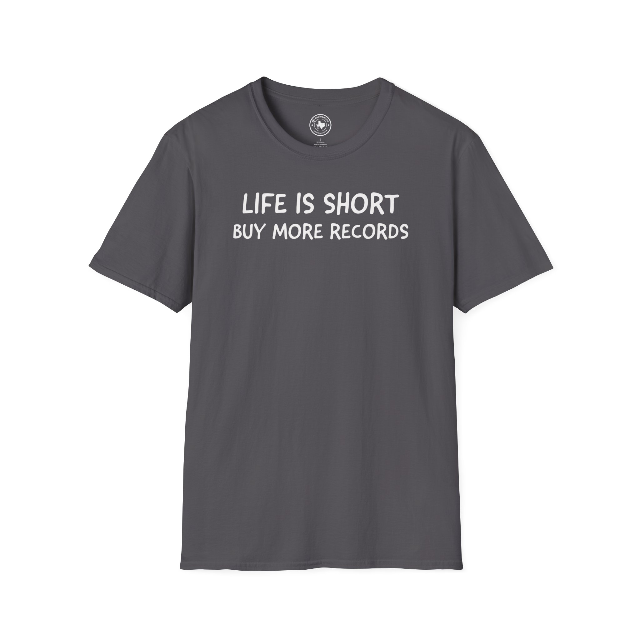 Life Is Short Buy More Records T-Shirt — Vinyl Lover Tee - Image 2
