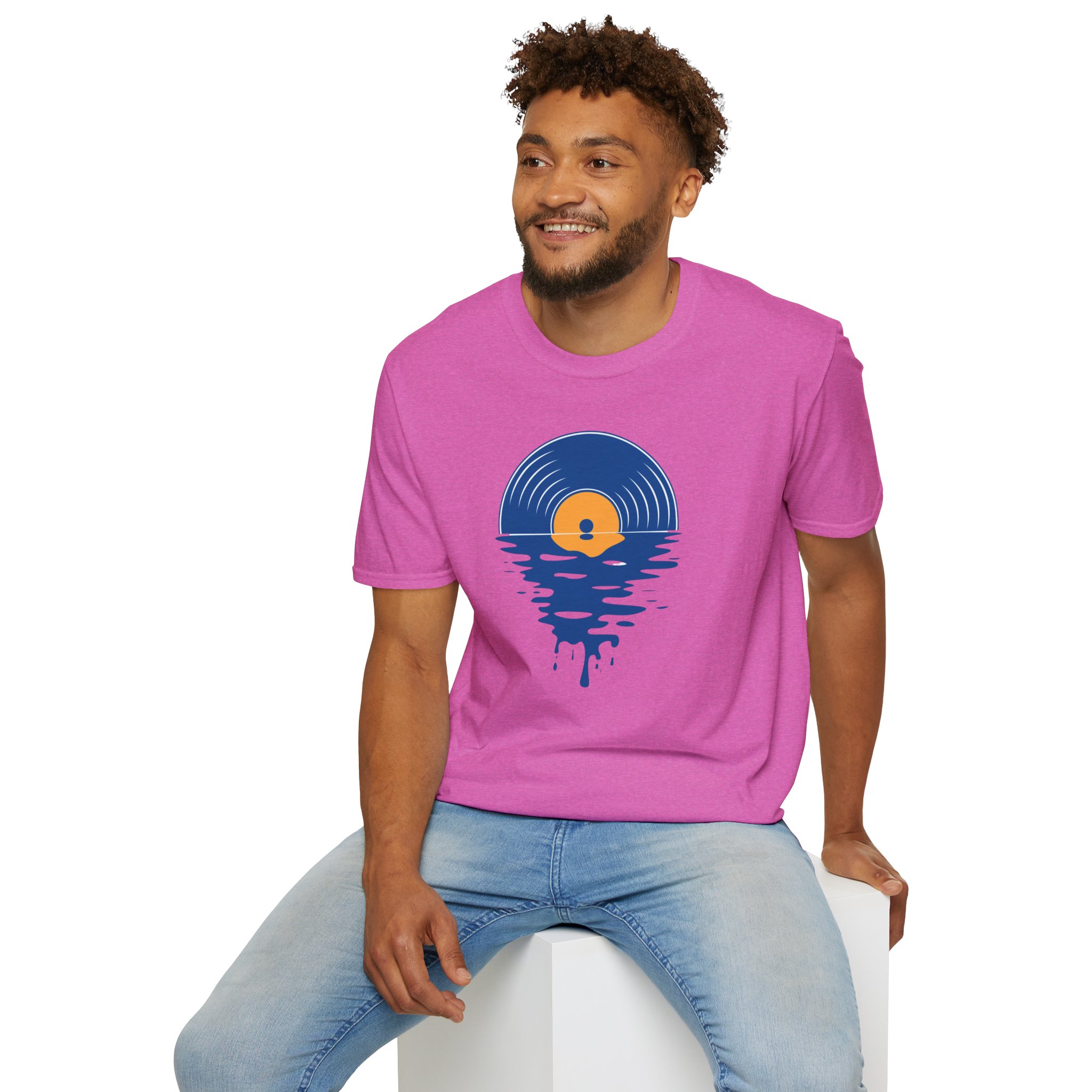 Sunset Vinyl Record T‑Shirt — Retro Music Lake Graphic Tee - Image 245