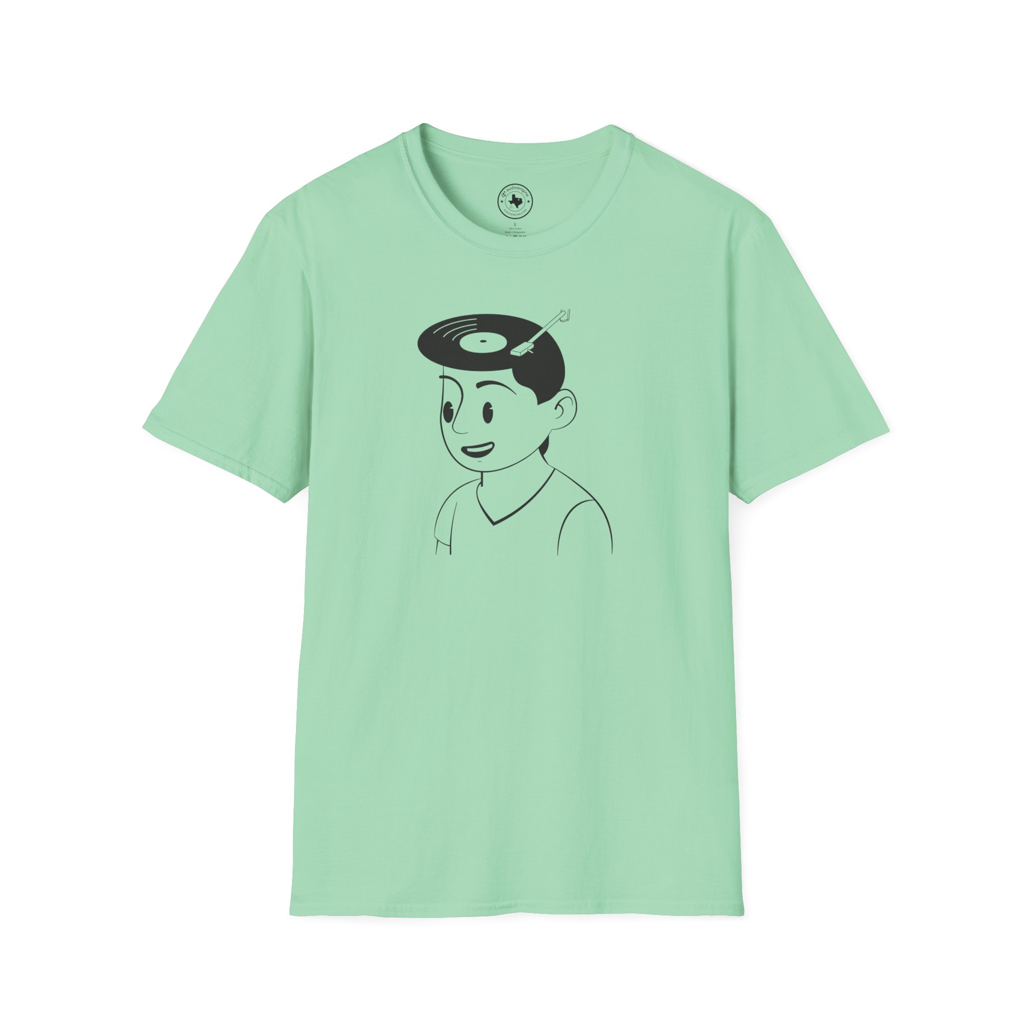 Retro Vinyl Head Illustration T-Shirt - Image 2