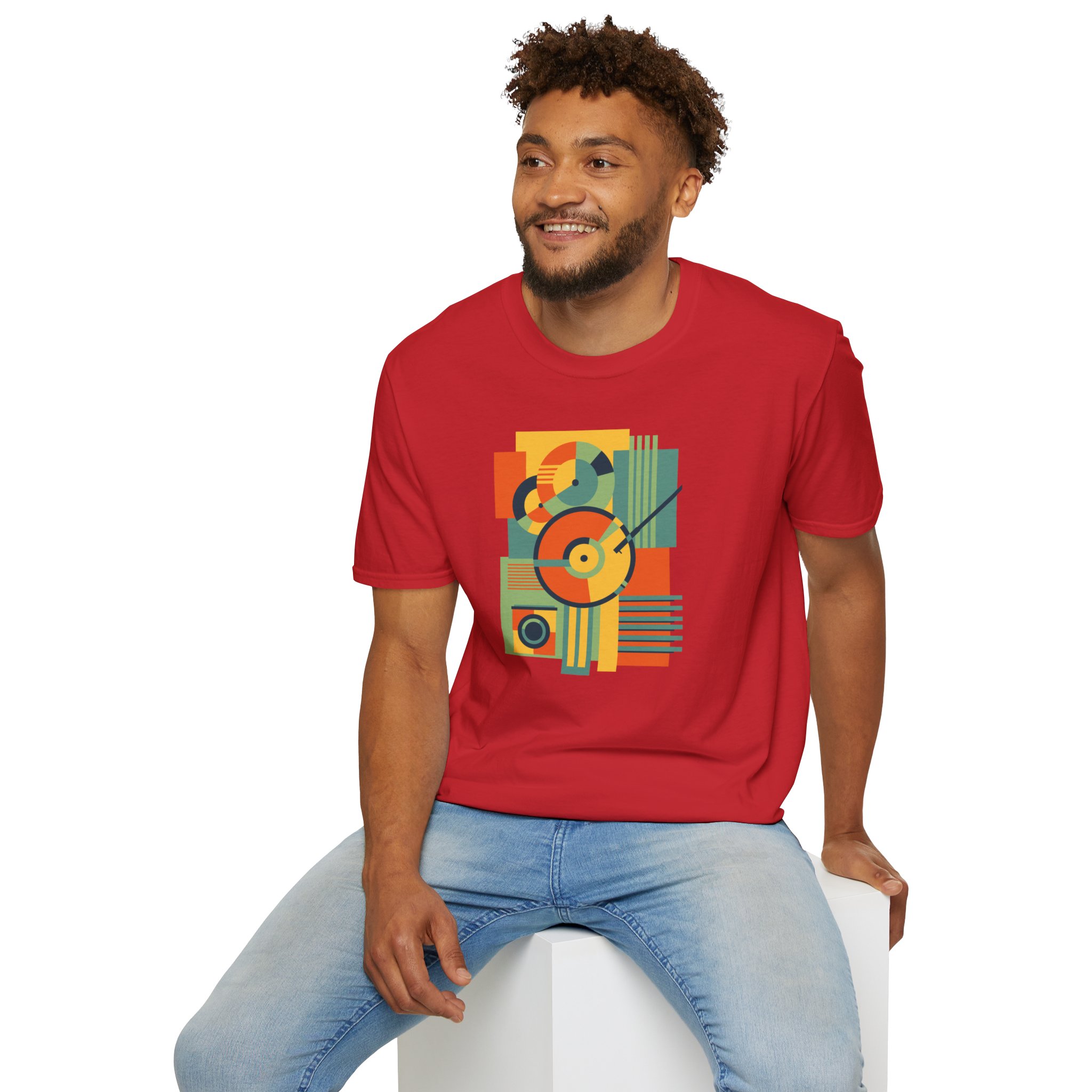 Retro Geometric Vinyl Record T-Shirt — Vintage Music Graphic Tee - Image 129