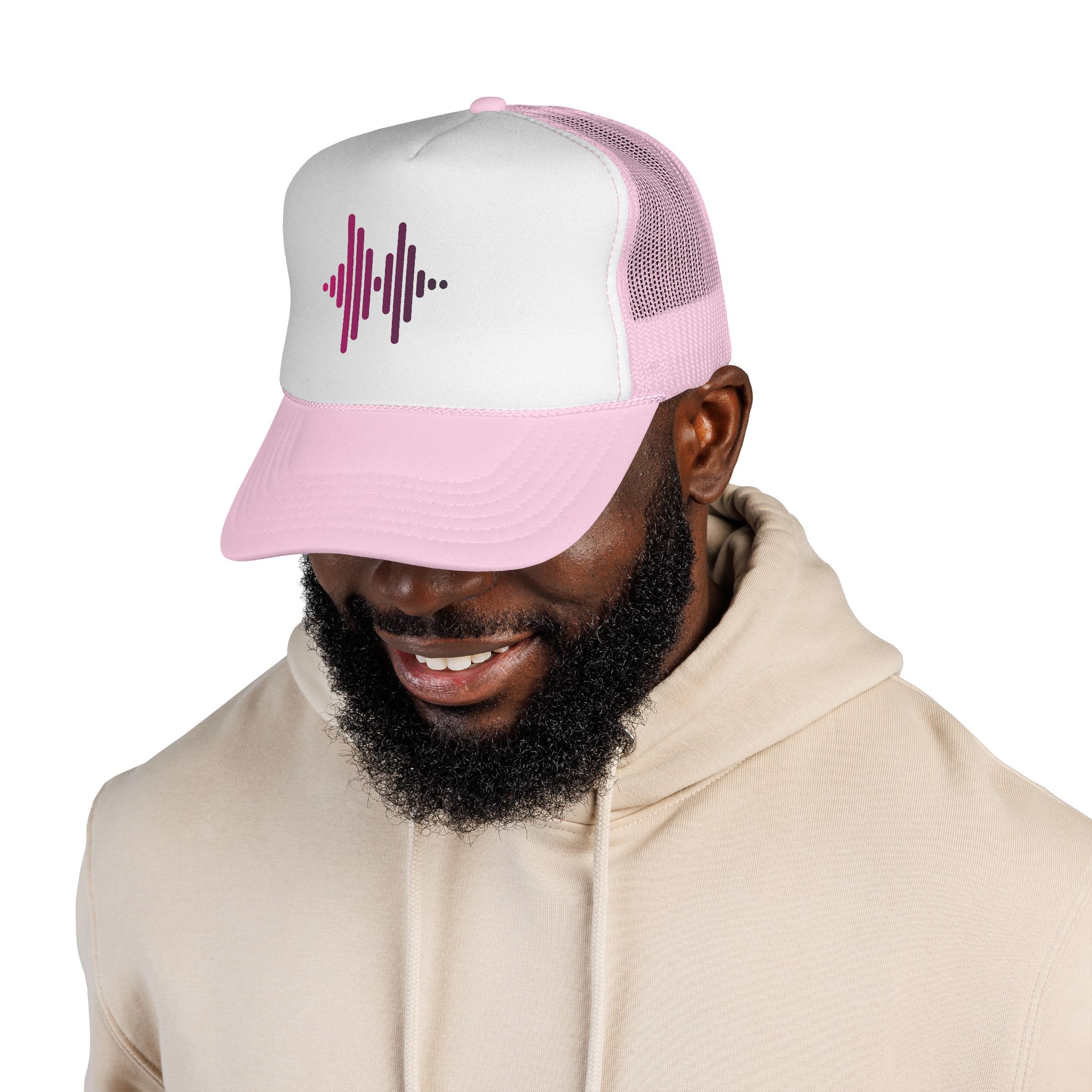 Soundwave Trucker Cap — Pink Gradient Audio Logo Mesh Hat - Image 40