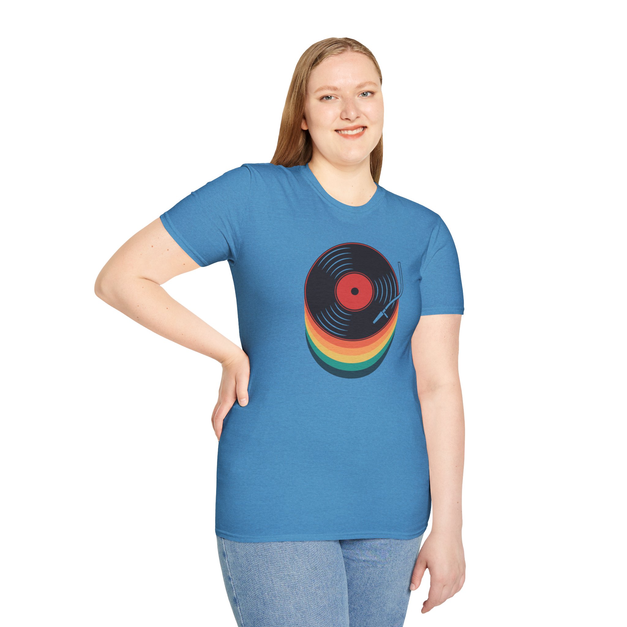 Retro Vinyl Record T-Shirt — Rainbow Stack Turntable Tee - Image 135