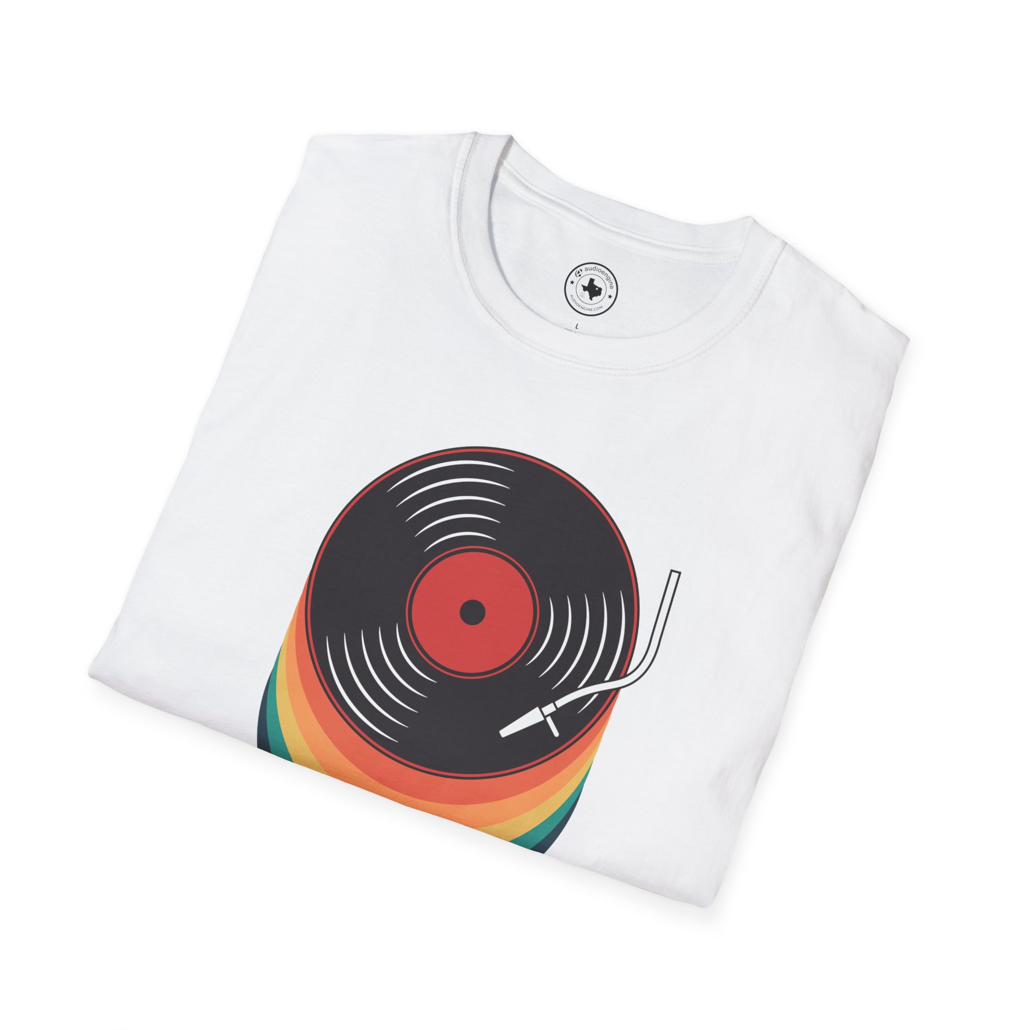 Retro Vinyl Record T-Shirt — Rainbow Stack Turntable Tee - Image 14