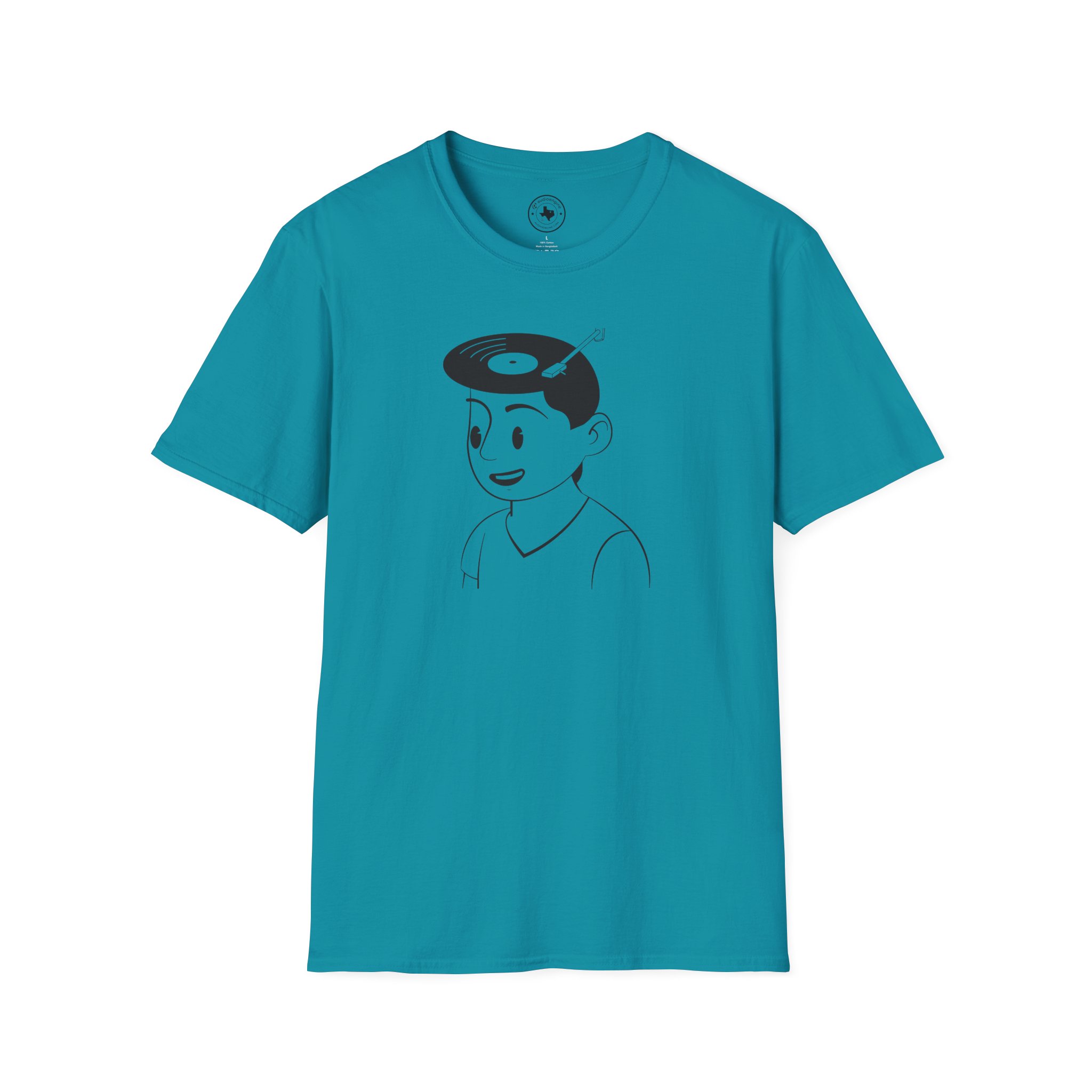 Retro Vinyl Head Illustration T-Shirt - Image 89