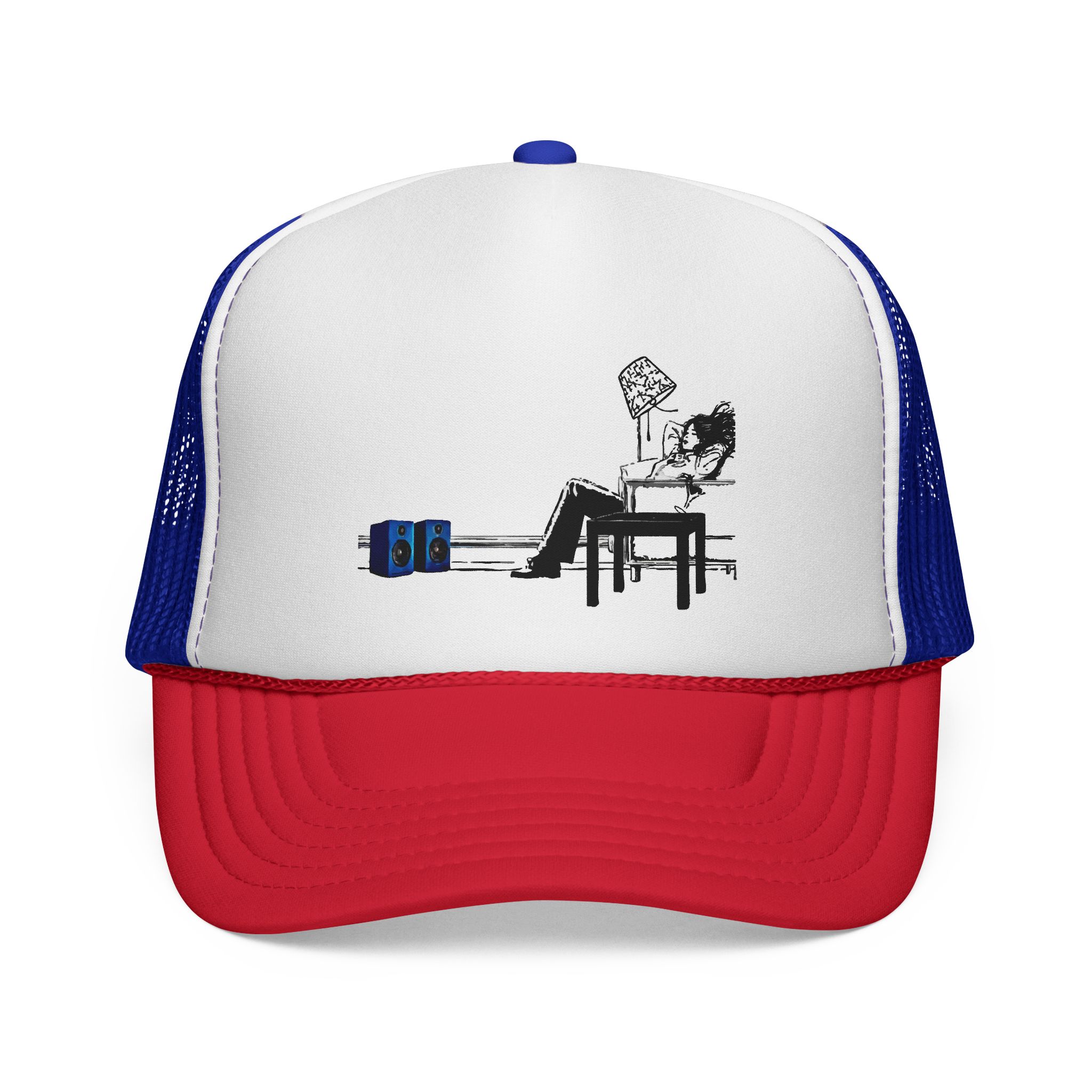 Gym Lover Trucker Cap with Workout Design - Image 1