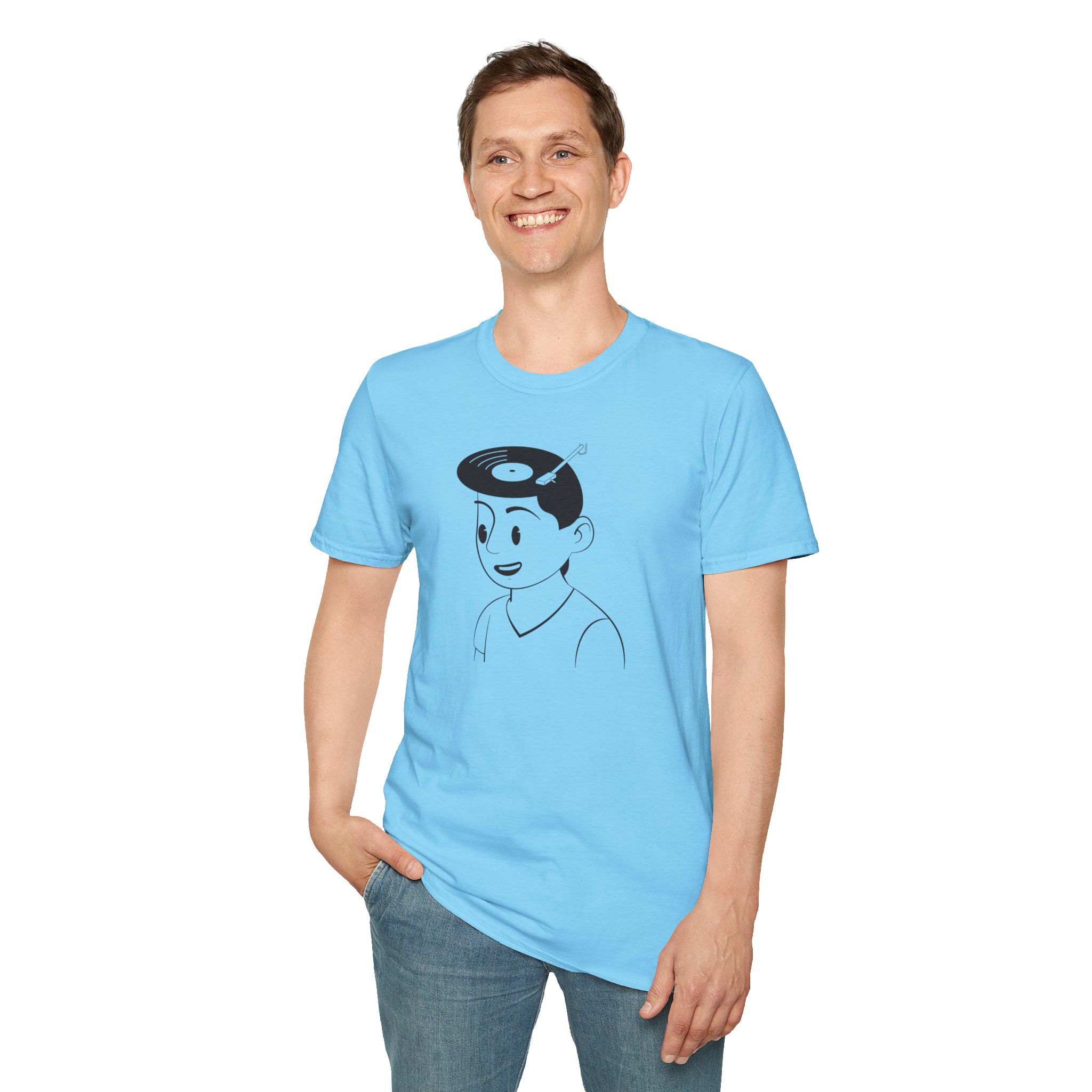 Retro Vinyl Head Illustration T-Shirt - Image 102